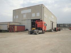 Shed with separate storage and office block